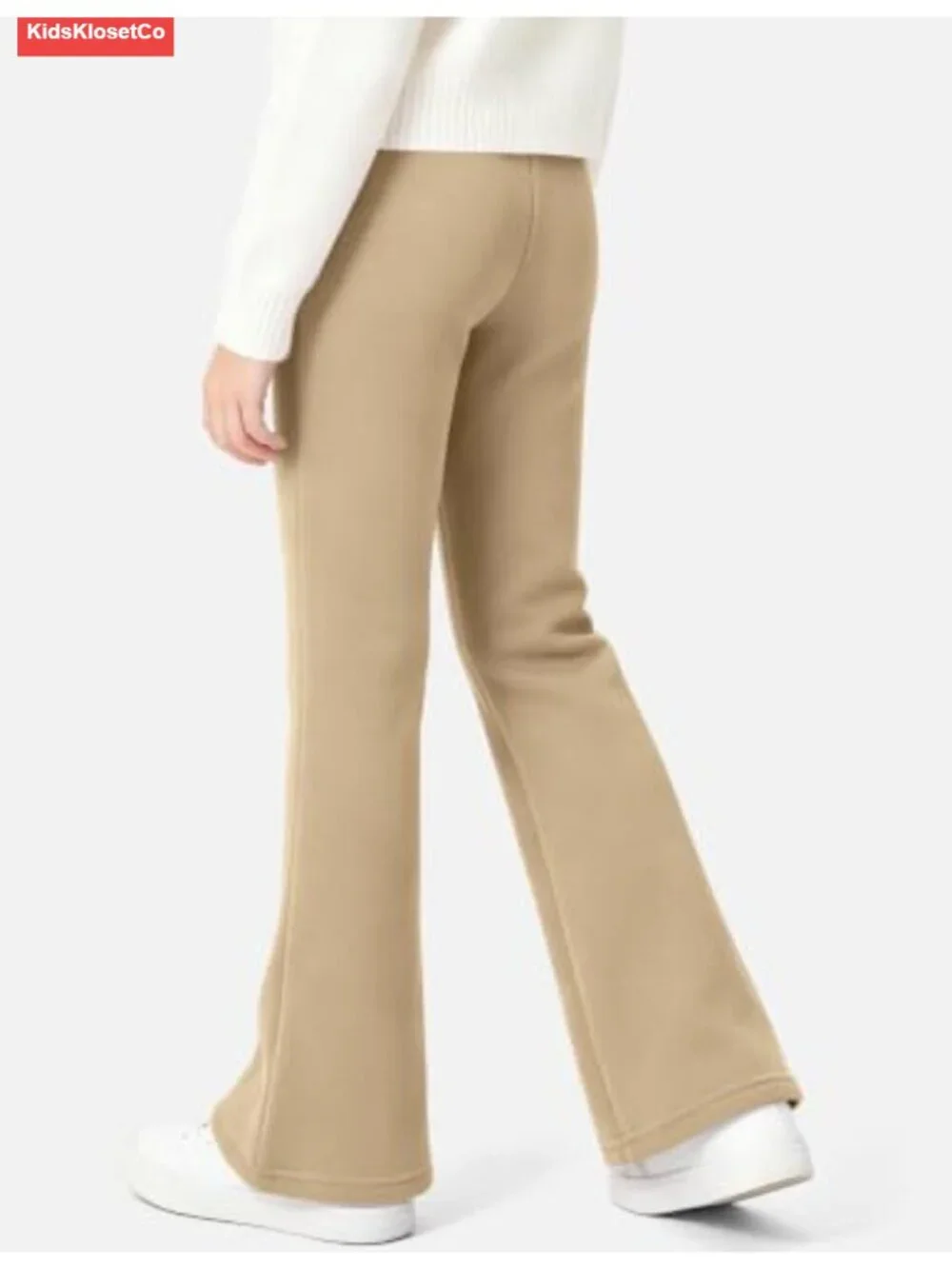 Girls Fleece Lined Flare Leggings Bell Bottom Winter Pants